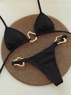 Red Triangle Bikini Set with Gold Accents