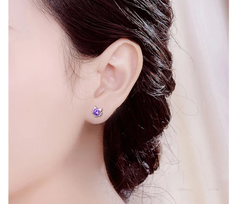 Cute Cat Ear Earrings with Zirconia Stone | Jewelry