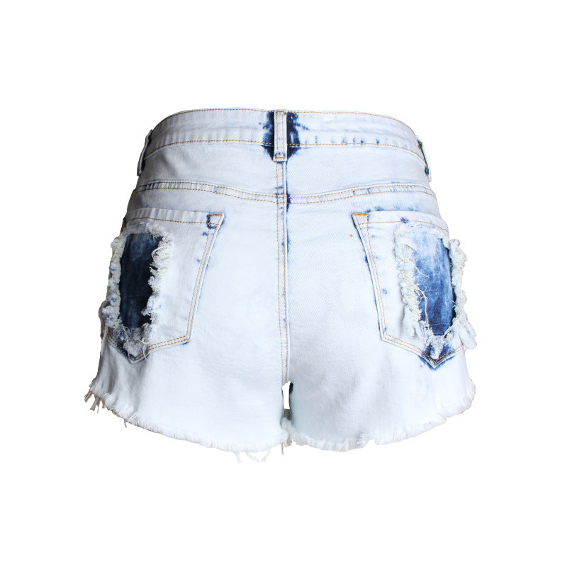 High-Waisted Light Wash Distressed Denim Shorts for Women