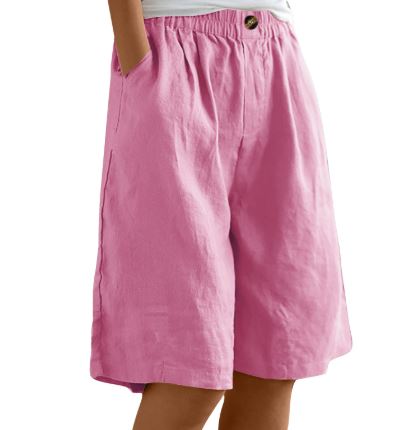 Cotton & Linen Women's Cropped High Waist Loose Shorts