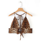 Leopard Print Triangle Bikini Top
