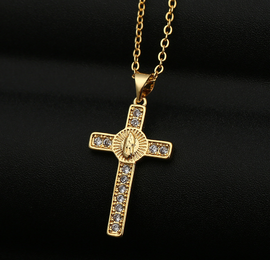 Cross Religious Accessories with Virgin Mary Pendant Necklace | Christian Jewelry