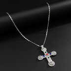 Twin Cross Tassel Pearl Necklace