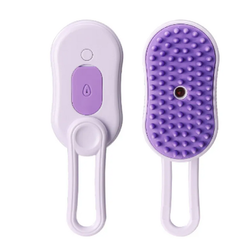 3-in-1 Electric Steam Pet Grooming Brush Rechargeable Self-Cleaning Massage Comb with Silicone Bristles for Cats and Dogs Deshedding and Detangling