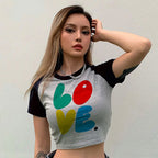 Y2K Baby Tee Crop Top - Vintage Gothic Streetwear