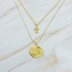 Cross And Coin Layered Necklace