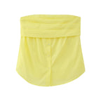 Spring New European Style Pleated Button Crop Top