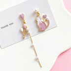 Korean Silver Cat Balloon Asymmetric Earrings