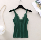 Knit Base Shirt, Lace V-Neck Camisole Top