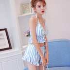 Striped Ruffle Cami and Shorts Beach Set