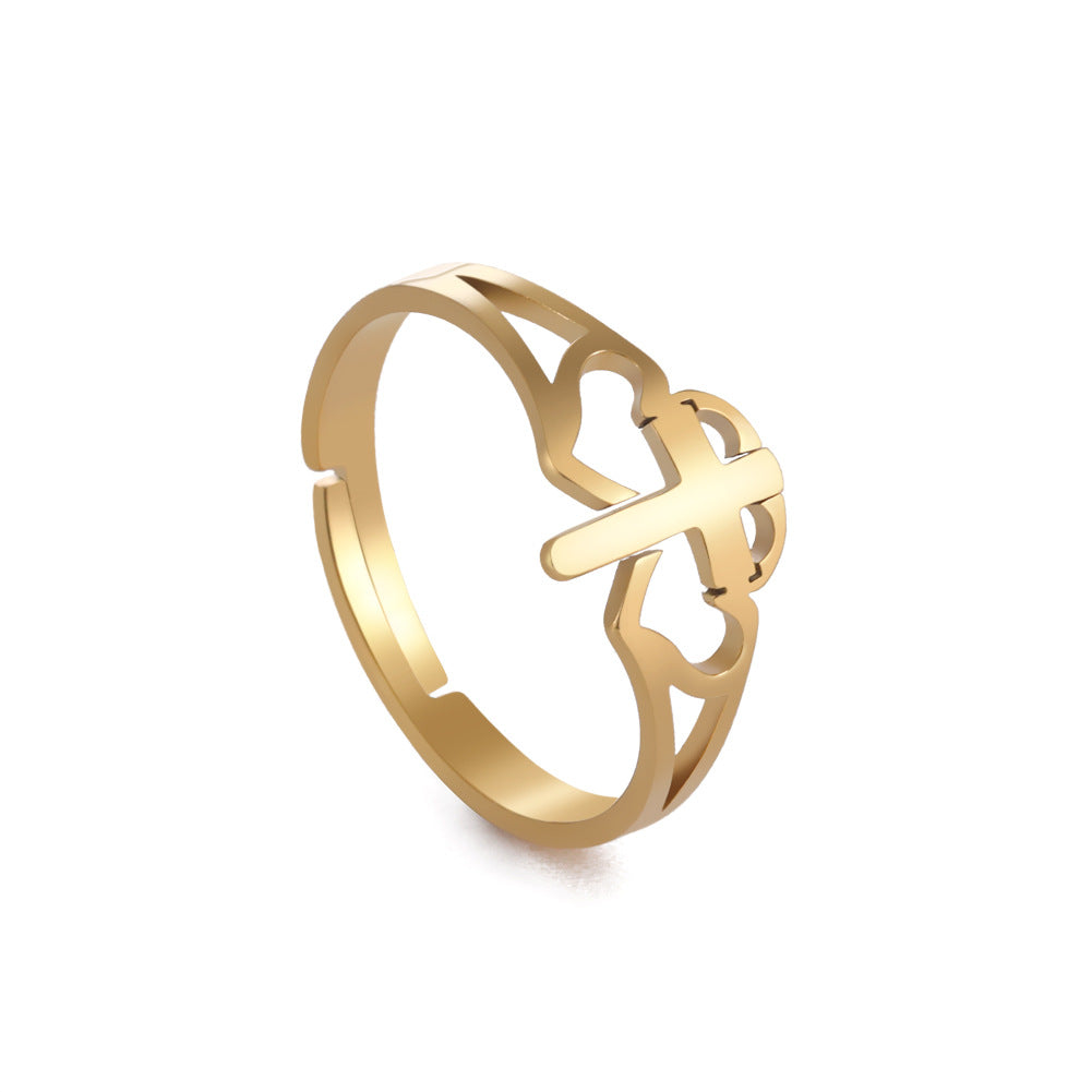 Adjustable Double Love Cross Opening Ring