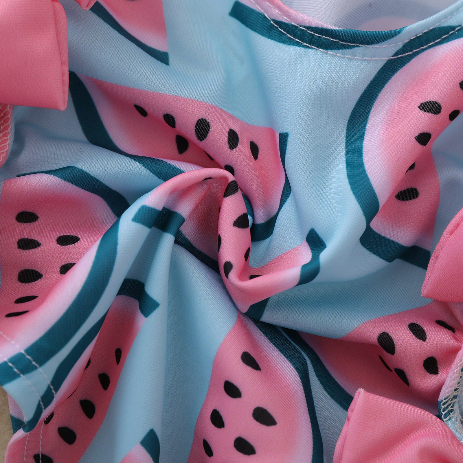 Baby Girl Watermelon Print Bow One-Piece Swimsuit