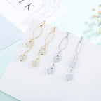 Stylish Cat Eye Stone Earrings - Chic Long Drop Design