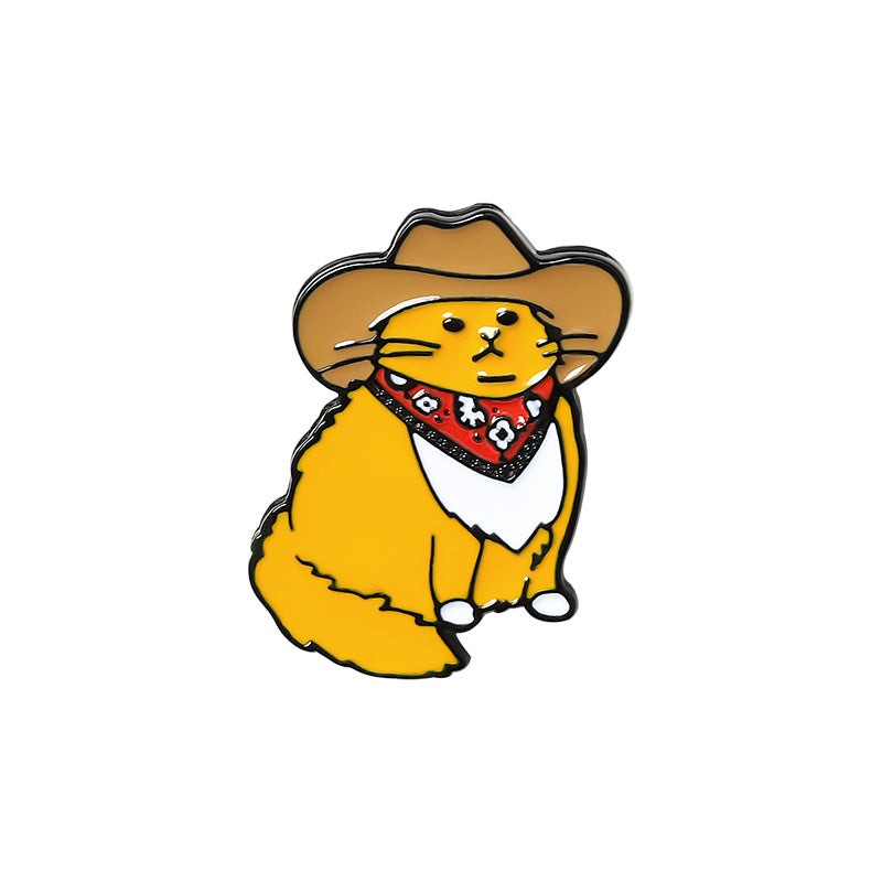 Creative Cartoon Cowboy Cat Alloy Brooch Accessory