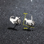 Minimalist Stainless Steel Cat Earrings for Girls (1 Pair)