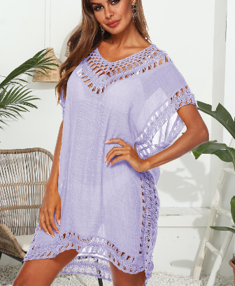 V-Neck Batwing Tunic Beach Cover-Up Dress