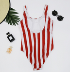 Women's Vertical Stripe Scoop-Neck One-Piece Swimsuit