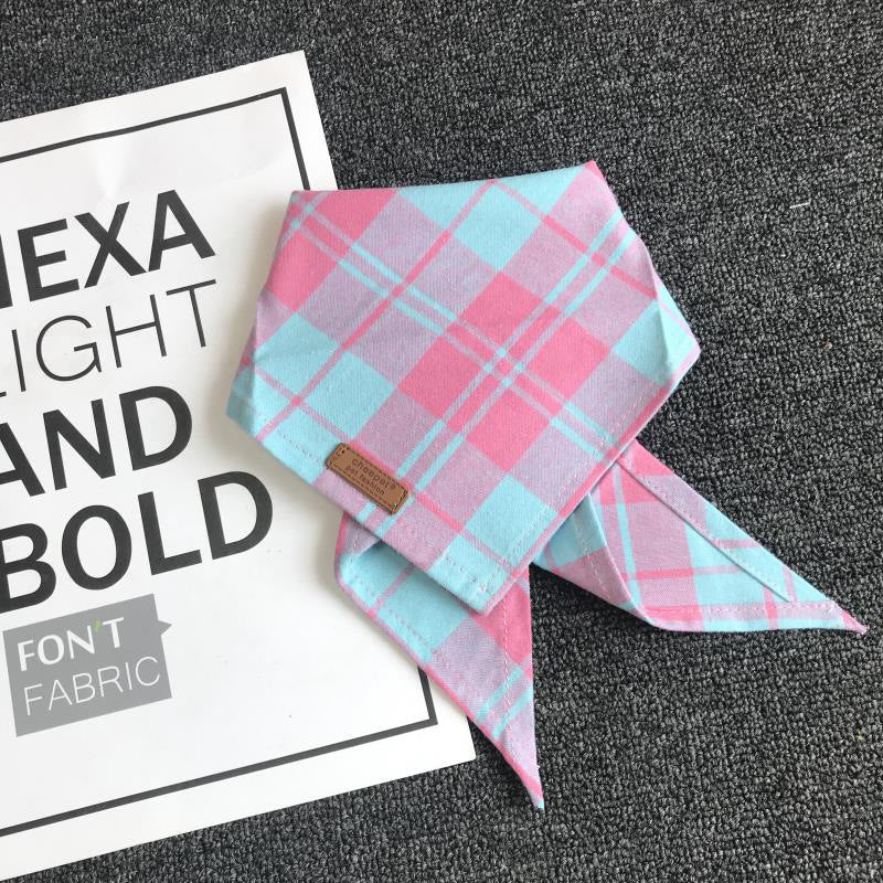 Teddy Cotton Plaid Bib Towel with French Bucket Design