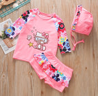 Girls' Floral UV Rash Guard Swim Set with Shorts
