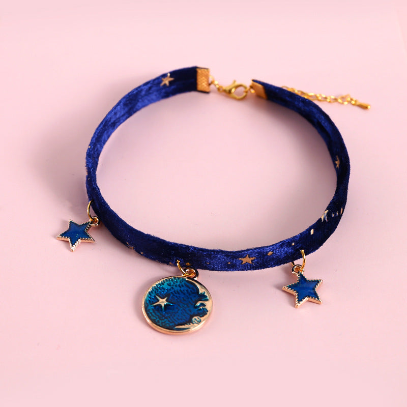 Velvet Pet Collar with Star Jewelry for Small Dogs & Cats