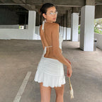 Backless Ruffle Halter Top