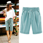Plus Size Women's Cotton Summer Shorts with Pockets