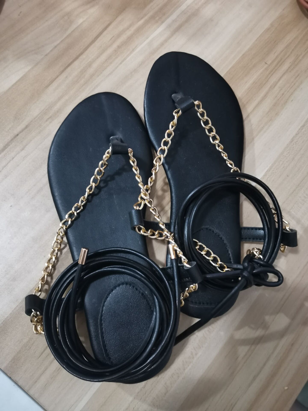 Snake-Shaped Chain Winding Sandals for Women