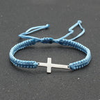Adjustable Red Rope Bracelet with Stainless Steel Cross