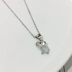 Silver Cat's Eye Elephant Necklace for Women