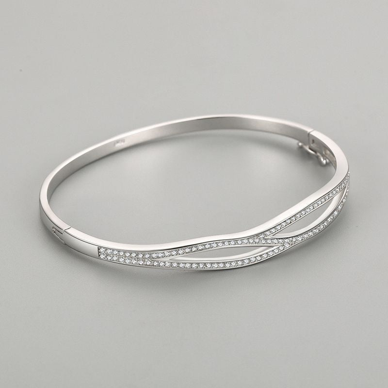 Silver Double-Layer Cross Bracelet for Women