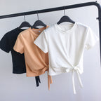 2024 Summer Women's Basic Crop Top with Tie Detail