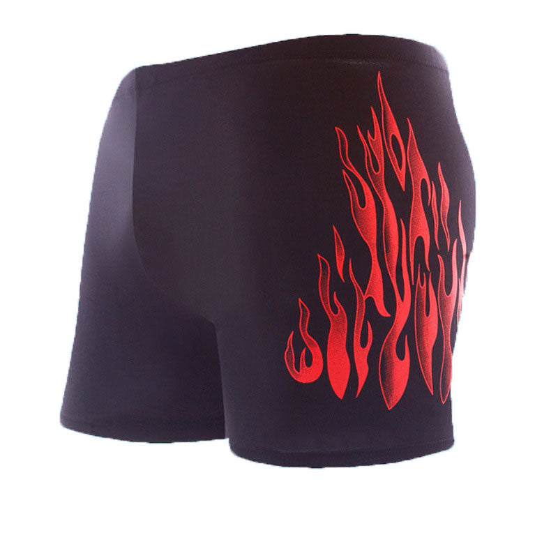 Men's Red Flame Print Swim Trunks