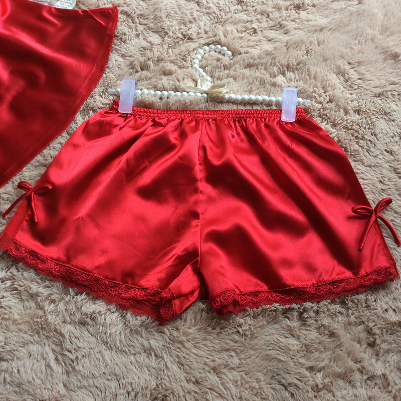 Women's Silk-Feel Cami Top and Shorts Pajama Set