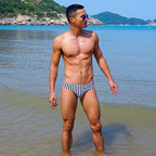 Men's Low-Rise Striped Swim Briefs