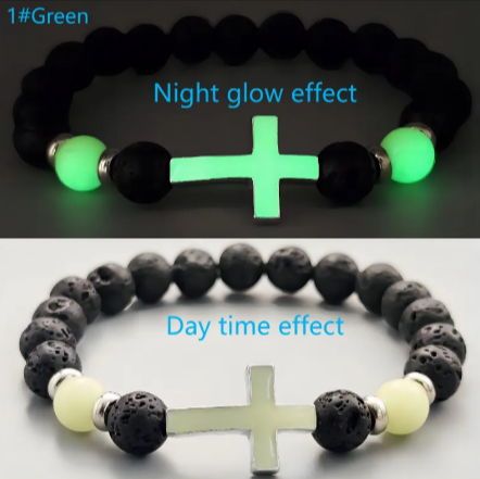 Luminous Volcanic Rock Cross Bracelet | Christian Jewelry