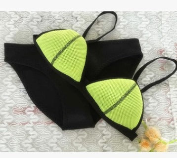 Women's Neoprene Colorblock Push-Up Bikini Set