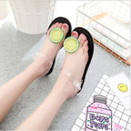Fresh Lemon Jelly Flat Sandals with Thong Design