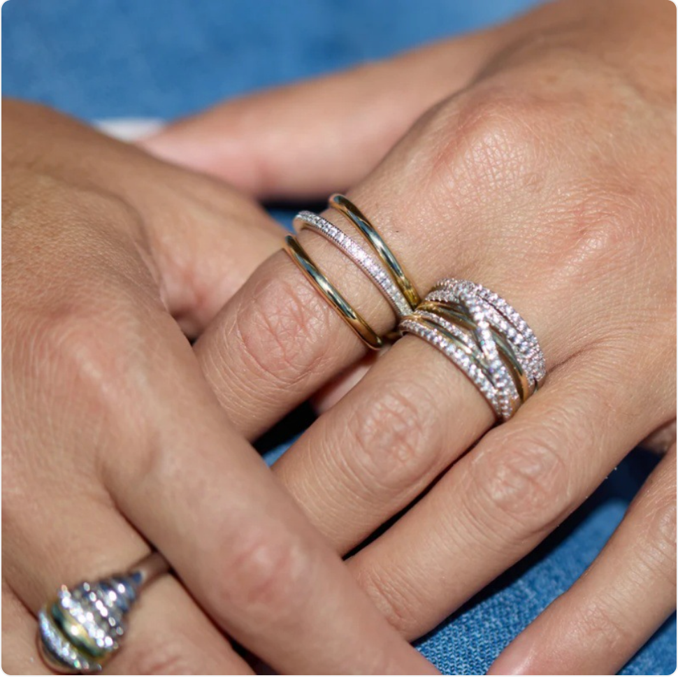 Stainless Steel Zircon Trinity Ring | Jewelry