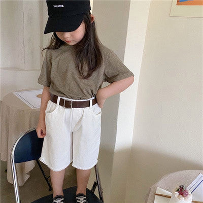 Girls' Short Sleeve T-Shirt and White Shorts Set