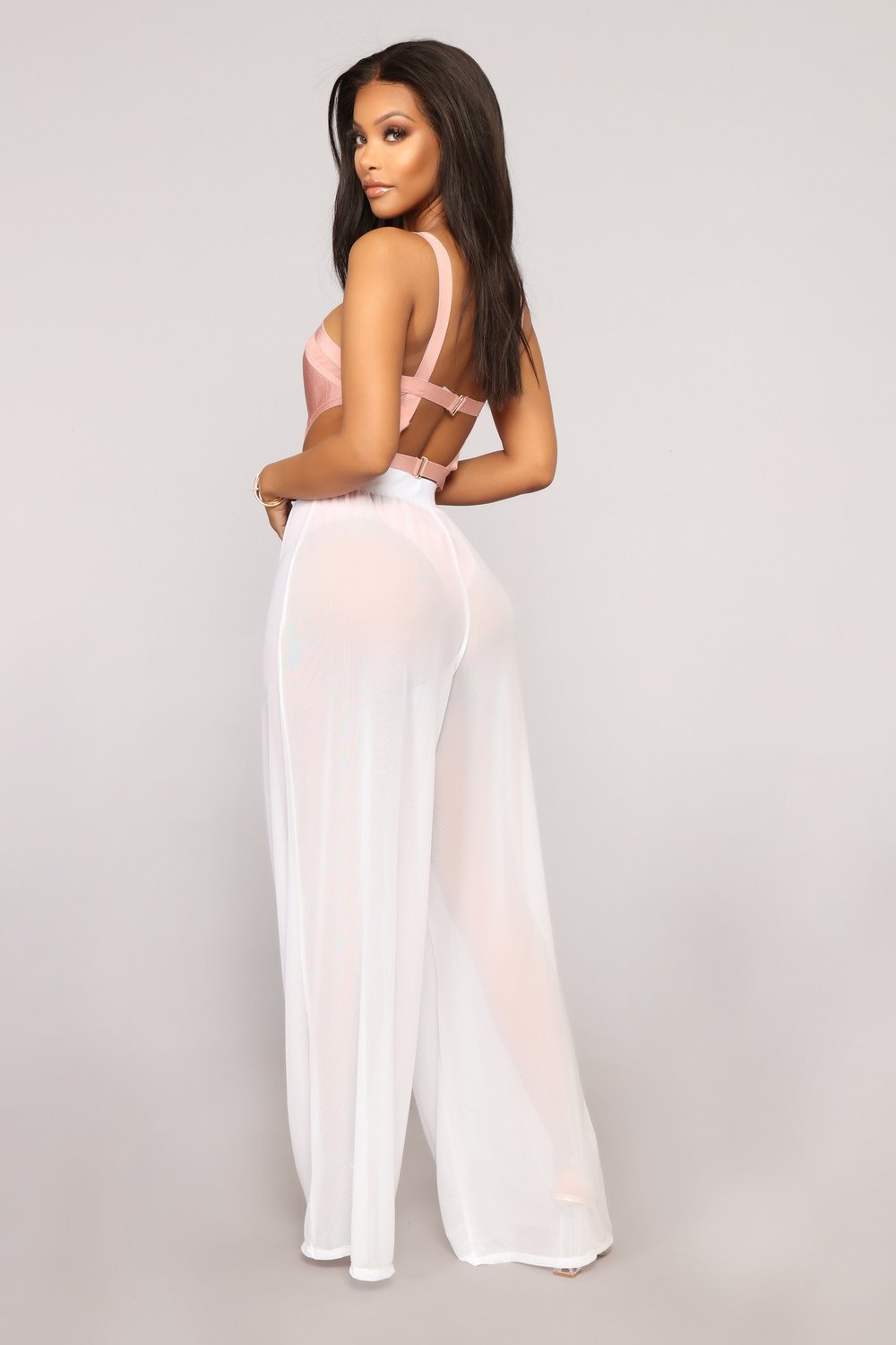 Sheer Wide-Leg Pants and Cover-Up Outfit
