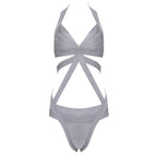 Gray Bandage Cutout One-Piece Swimsuit