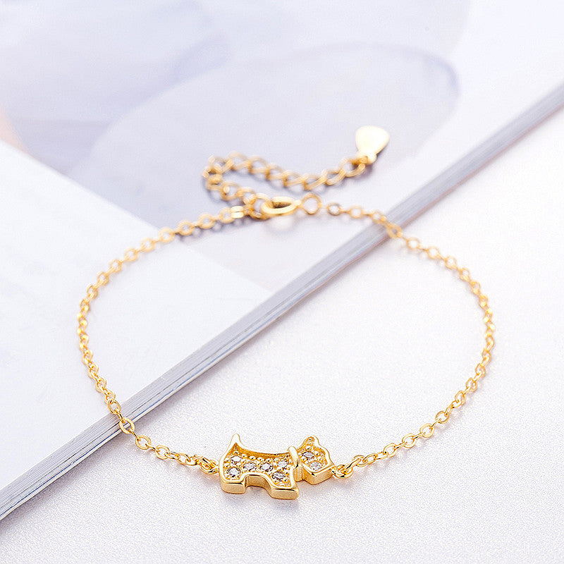 Gold Dog Bracelet with Zircon for Fashion Lovers