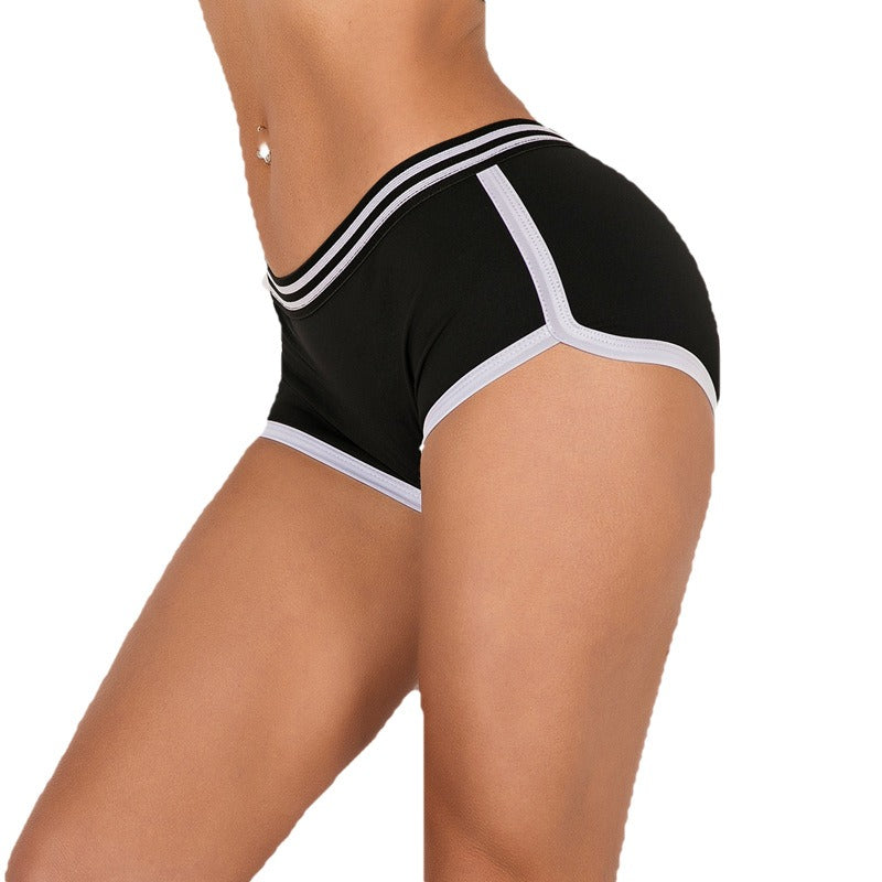 Women's Striped Elastic Yoga Boxer Shorts - Leopard Print