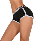Women's Striped Elastic Yoga Boxer Shorts - Leopard Print