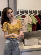 2020 New Women's Short Sleeve Knit Crop Top