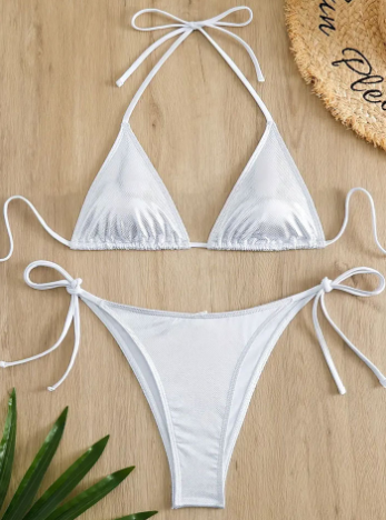 Floral Lace Applique String Bikini Set