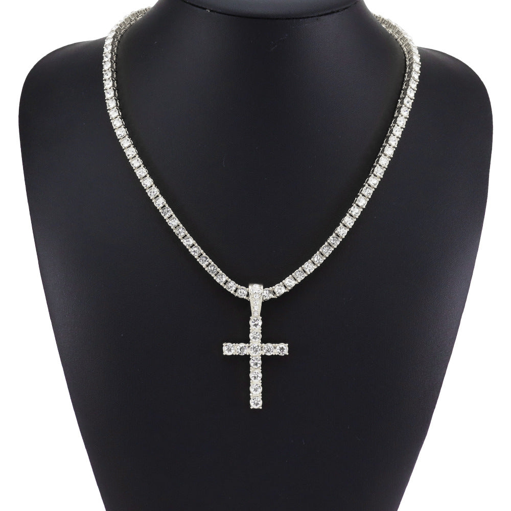 Hip Hop Diamond Cross Pendant with Cuban Link Necklace | Christian Jewelry
