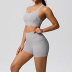 Women's Solid Color Yoga Vest & Shorts Set