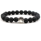 Black Volcanic Rock and Turquoise Dog Foot Bracelet