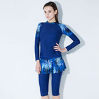 Long Sleeve Swimsuit Set with Skirted Leggings